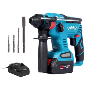 lot 6272051 image: Vikky 20V SDS Plus rotary hammer drill, brushless cordless demolition hammer kit, with 4.2Ah battery and charger, 4 functions, suitable for drill bits, pointflatU-shaped chisels - Retail $139.99