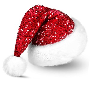 lot 6272056 image: Gamusi Rose Gold Santa Hat Shiny Sequin Mrs Santa Clause Hats for Christmas New Year Festive Holiday Party Cap (Red)