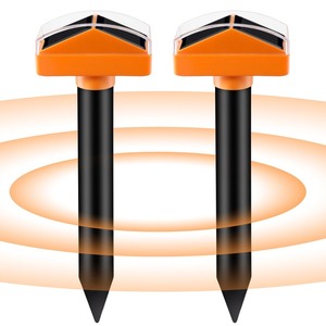 lot 6272058 image: Mole Repellent Solar Powered 2-Pack, Gopher Repellent with Night Light Ultrasonic Vole Repellent Waterproof Groundhog Repellent Outdoor Snake Repellent Solar Animal Repellent for Yard, Lawn, Garden