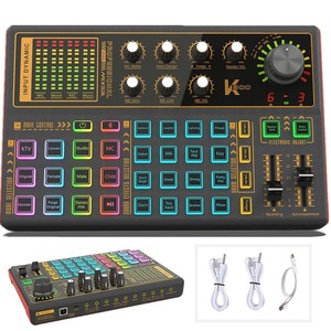 lot 6272066 image: Sound Mixer Board, LED Light Voice Changer Sound Card with Multiple Sound Effects - Live Sound Card