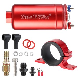 lot 6272071 image: CarBole 12V External Inline Fuel Pump 300LPH High Flow Electric Universal Pump with Mounting Bracket Clamp