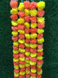 lot 6272077 image: 5 PC - 5 feet Artificial Marigold Garland IndianAmerican Wedding Party, Faux Garlands Wedding Garland, Diwali Decoration, Mantle Decoration, Diwali, Spring Bush Floral (Dark Orange and Yellow)
