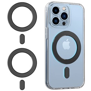 lot 6272088 image: OUTXE Magnetic Adapter Ring 2-Pack, Universal Magnet Sticker Compatible with Magsafe Accessories & Wireless Charging for iPhone 1615141312 Mini Plus Pro Max Black