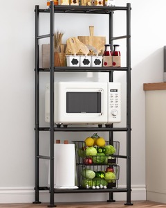 lot 6272094 image: Sakugi Storage Shelves - 4 Tier Shelf Organizer, Heavy Duty Garage Shelving Unit with Leveling Feet, Stable Metal Shelves Organizer for Pantry, Kitchen and Closet, 18.4 W X 12.6 D X 44.2 H, Black