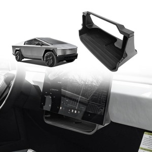 lot 6272098 image: BestEvMod Center Console Under LCD Screen Organizer Compatible with Tesla Cybertruck 2023 2024 Accessories Magnet Install No Tape Needed Pickup Lower LCD Storage Box (Rubber Mat)
