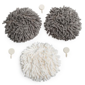 lot 6272114 image: JJ KENT Fluffy Puffins Microfiber Hand Towels - Set of 3 Fluffy Hand Towels with Wall Hook Attachment - Quick and Easy Hand Drying Puffs