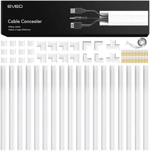 lot 6272127 image: EVEO Cord Hider - 306�� Cord Cover Wall Cable Hider, Cable Concealer, Wire Hiders for TV on Wall. Cable Management, Cord Hider Wall Cable Raceway Wire Covers for Cords -18X (L17 W1.1 H0.55) - White