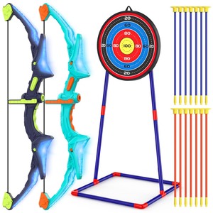 lot 6272128 image: 2 Pack Bow and Arrow Set for Kids, Light Up Archery Set with 14 Suction Cup Arrows, Archery Targets Outdoor Games for Kids Ages 4-8 8-12, Birthday Gifts Toys for 5 6 7 8 9 10 11 12 Year Old Boys Girls
