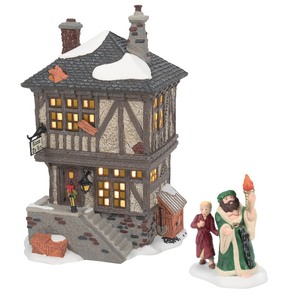 lot 6272129 image: Department 56 Porcelain Dickens Village a Christmas Carol Visiting The Miners Home Building and Figurine Set, 7.87 Inch, Multicolor - Retail $153.52