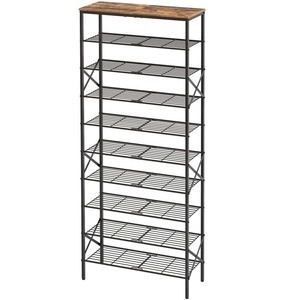 lot 6272131 image: YATINEY 10 Tier Shoe Rack, Shoe Storage Organizer, Large Capacity Shoe Shelf Holds 40 Pairs of Shoes, Durable and Stable, for Entryway, Hallway, Closet, Dorm Room, Rustic Brown SS10BR - Retail $80.86