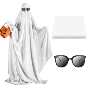 lot 6272143 image: Geiserailie 2 Pcs White Sheet Ghost Costume Set Easy Halloween Ghost Boo Costume Include White Ghost Sheets and Black Sunglass for Adults Halloween Cosplay Party
