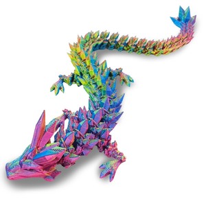 lot 6272162 image: 12 inch 3D Printed Dragon Fidget Toy, Full Articulated Dragon Crystal Dragon, Home Office Decor Executive Desk Toys, Fidget Toys for ADHD (Color 1)