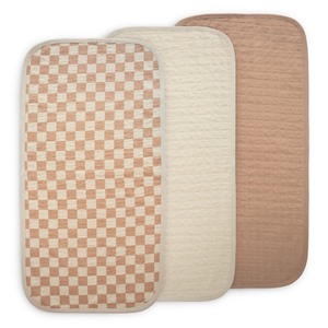 lot 6272166 image: mushie Waterproof Changing Pad Liners  100% Organic Cotton  Set of 3 (Check Combo)