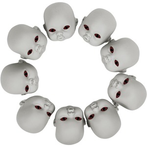 lot 6272169 image: Libima 15 Pieces Halloween Baby Doll Heads, Doll Heads Haunted Doll Heads Creepy Doll Parts Scary Halloween Decorations for Halloween Party Decoration Supplies (Gray)