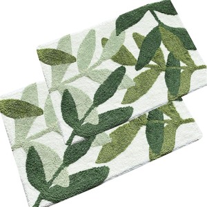 lot 6272175 image: ZebraSmile Bathroom Rugs - Green Bathroom Rug Set 2 Piece, Non-Slip Water Absorbent Bath Mat Set of 2 Leaf Bath Rug Cute Bathroom Mats (17.5x 25.519.5x31.5)
