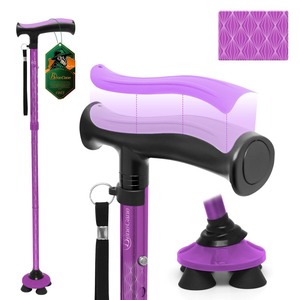 lot 6272179 image: BeneCane Walking Cane for Men & Women Walking Stick for Seniors Folding Canes Quad Cane Adjustable Lightweight Sturdy Collapsible Heavy Duty with Soft TPR T-Handle and Travel Bag