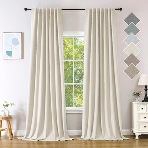 lot 6272180 image: Novecozy Linen Texture 100% Blackout Curtains 108 inches Long for Bedroom Living Room Darkening Full Black Out Rod Pocket &amp Back Tab Thermal Insulated Home Decor Window Drapes - 2 Panels Set (Light Beige)