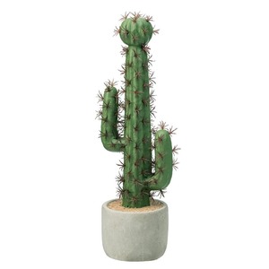 lot 6272188 image: MyGift 16 Inch Artificial Fake Cactus Saguaro Plant in Cement Planter Pot, Southwest Decor Indoor Faux House Plant