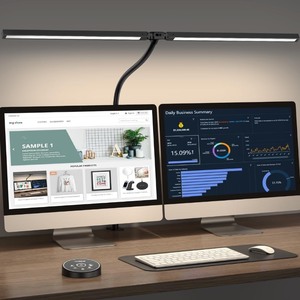 lot 6272191 image: Led Desk Lamp for Office Home - Eye Caring Architect lamp with Clamp,Dual Screen Computer Monitor Gooseneck Smart Light 24W 5 Color Flexible Adjustable Lighting Table Lamp for Study Drafting