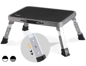 lot 6272192 image: Double Elite 3 Levels Adjustable Folding Step Stool, Safer Metal Step Stools for KidsAdultsElderly, Kitchen RV Step Stool Heavy Duty, Small Stepping Stool Bed Bathroom,Foldable Foot Stool under Desk