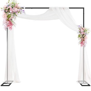 lot 6272200 image: Putros Heavy Duty Backdrop Stand 8ft x 8ft Black Pipe and Drape Backdrop Stand Kit Adjustable Metal Backdrop Sand for Wedding Photobooth Exhibition Decoration