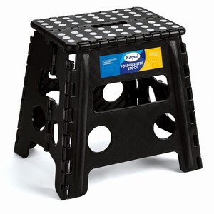 lot 6272213 image: Korpai 13 Folding Step Stool for Adults and Kids Holds Up to 300 lbs,Non-Slip Folding Stools with Portable Handle, Compact Plastic Foldable Step Stool for Bathroom,Bedroom, Kitchen,Black,1PC