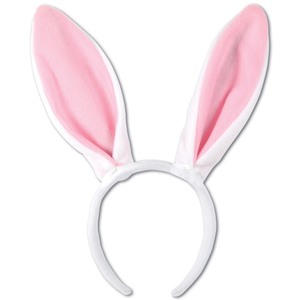 lot 6272218 image: Soft-Touch Bunny Ears (white & pink) Party Accessory (1 count) (1Pkg)