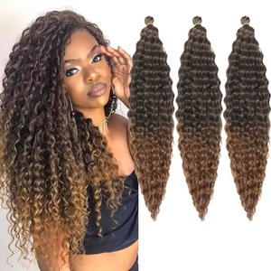 lot 6272220 image: Ocean Wave Crochet Hair 22 Inch 3 Packs Deep Wave Braiding Hair Deep Curly Twist Crochet Hair For Black Women Synthetic Wavy Braiding Hair Extensions(AC-22Inch,GreyPink)