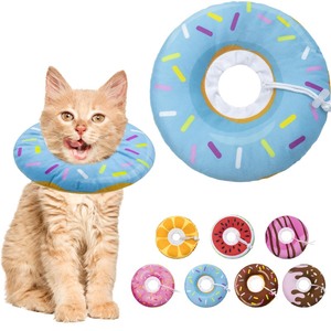 lot 6272221 image: Seyezo Cat Cone Soft Collar, Adjustable Cat Recovery Collar for Small Medium Large Cats, Cute Donut E Collar After Surgery, Anti-Lick Wound Healing Elizabethan Collar for Kittens(Donut Blue, Small)