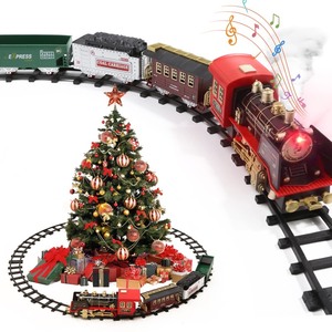 lot 6272230 image: Train Set with Smoke, Sound and Light, Electric Train Track Toy Under Christmas Tree, Christmas Birthday Gift for 3 4 5 6 7 8 Year Old Kids, Toddlers, Boys and Girls