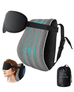 lot 6272236 image: JefDiee Neck Pillows for Travel,Memory Foam Travel Neck Pillow with 3D Eye Mask,Travel Pillows for Sleeping Airplane-Prevents Head Forward,Airplane Pillow for Long Flight,Car,Train,Home,Office(Grey)