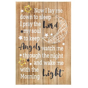 lot 6272262 image: VILIGHT Nursery Sign Baby Room Decor - Now I Lay Me Down to Sleep Baptism Gifts for Boys and Girls - Kids Bedroom Wall 3D Moon and Star String Art Decorations - 11x16 Inches