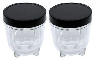 lot 6272269 image: Blendin Replacement Short Cup with Stay Fresh Jar Lid, Compatible with Original Magic Bullet Blender Juicer 250W MB-1001, MB-1001B, MBR-1101, MBR-1701, MBR-1702, MBR-0301 - Small 8oz Cup (2 Pack)