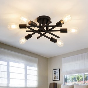 lot 6272276 image: ASGYISA Semi Flush Mount Modern Ceiling Light Fixture - 6 Lights Black Vintage Matte Sputnik Chandelier Ceiling Lamp with E26 Bulb Base for Farmhouse Dining Room Living Room Bedroom Study Kitchen