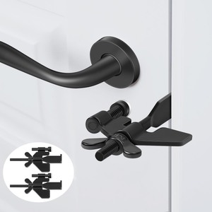 lot 6272289 image: Black Portable Door Lock Home Security Hotel Door Locks, Adjustable Door Lock Prevent Unauthorized Entry Travelers Bedrooms and Safety Privacy, 2 Pack