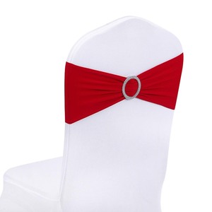 lot 6272290 image: Peomeise 25pcs Red Spandex Chair Sashes with Buckle Slider for Wedding, Party Decoration