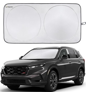 lot 6272293 image: Magnelex Car Windshield Sunshade with Bonus Steering Wheel Sun Shade. Reflective Polyester Blocks Heat and Sun. Foldable Sun Shield That Keeps Your Vehicle Cool (Large 63 x 33.8 in)
