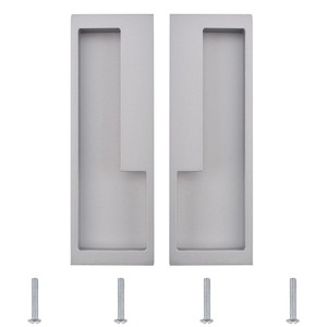 lot 6272308 image: MOROBOR Zinc Alloy Flush Pull Handles, 2pcs Embedded Sliding Door Handle with 4pcs Stainless Steel Flat Head Screws, Modern Simple Door Pull Handle for Sliding Barn Drawer Cupboard Wardrobe (Silver)