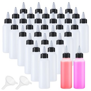 lot 6272322 image: Yephets 22 Pack Semi-Transparent Boston Dispensing Bottles Empty Round LDPE Plastic Squeeze Dropper Bottles Squeeze Bottles with Twist Top Cap for Liquids Oils Art Crafts Kitchen Household (8 oz)