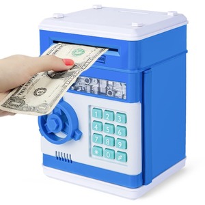 lot 6272340 image: Safe Coin Bank Birthday Gift Toys for 3-12 Year Old Girl Boy,Refasy Children Fun Toys 8-12 Kids ATM Bank Machine with Bank Card Money Bank for Cash Toy Electronic Coin Banks Box for Kids Blue
