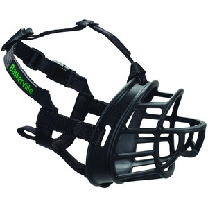 lot 6272349 image: BASKERVILLE ULTRA MUZZLE - Patented Humane Design, Breathable, Dog can Pant and Drink, Adjustable, Padded, Training Muzzle for Medium-sized Dogs, Prevents Biting, Wildlife Scavenging (Size 4, Black)