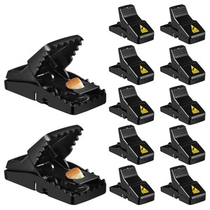 lot 6272350 image: Feeke Rat Trap, Large Mouse Traps, Mouse Traps Indoor for Home, Instant Kill Traps for Mouse Rat Chipmunk, Quick Set Up and Reusable - 6 Pack, Black