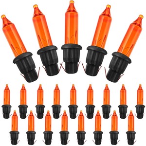 lot 6272357 image: Mudder 60Count 2.5V Christmas 50100150200 Count Mini Incandescent Wire String Lights Replacement Bulbs IndoorOutdoor Christmas Lights Decor for Home Xmas Tree (Black Base with Orange Bulb)