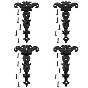 lot 6272363 image: LQ Industrial 4PCS Vintage Decorative Zinc Hardware T Hinge Wooden Box Home Hinge Black Large Hinge for Window Cabinet Closet Door Wooden Box Jewellery Box