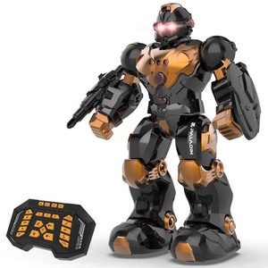 lot 6272366 image: STEMTRON Robot Toys for Kids, Programmable Remote Control Robot with Intelligent Gesture Sensing, Recharge, Singing & Dancing Mode, Launcher (Brown)