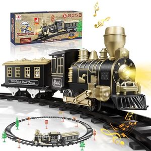 lot 6272368 image: JUQU Train Set - Train Toys for Boys wLights & Sounds (ONOff), Toddler Toy Train Sets wLocomotive Engine, Cars& Tracks, Christmas Train Gift for 3 4 5 6 7 8 Year Old Kids Birthday Gifts