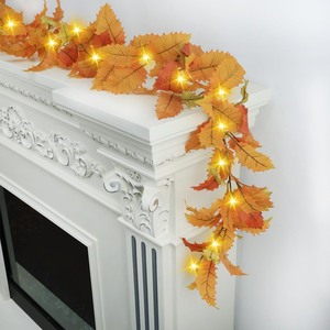 lot 6272376 image: Fall Decor, 6FT Fall Garland with Lights, Artificial Fall Decorations for Home Thanksgiving Decorations Festivals Indoor and Outdoor Decorations-1Pcs