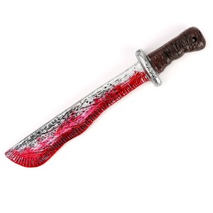 lot 6272378 image: CASA CLAUSI Halloween Kid Machete Bloody Machete Deluxe Costume Cosplay Horror Accessory Silver