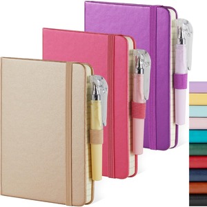 lot 6272391 image: NIRMIRO 3 Pack Pocket Notebook Journal with Pen, Mini Small Notepad Notebook 3.7 x 5.7 for Women Writing, 408 Pages, Pearlescent Pink Purple Gold
