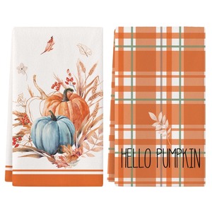 lot 6272393 image: Siilues Fall Kitchen Towels 18 x 26 Inch Set of 2, Fall Decor Pumpkin Fall Decorations for Home Sweet Home Dish Towels Seasonal Thanksgiving Decorations for Home Hand Towels